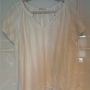 Marine Layer Cream Relaxed Pleated Blouse
